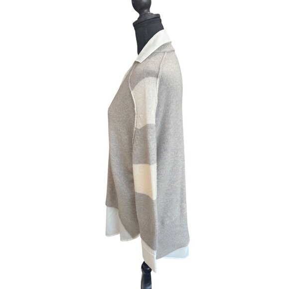 Brochu Walker Stein V Neck Layered Pullover Wool Cashmere Sweater Women M Luxury - Picture 5 of 10